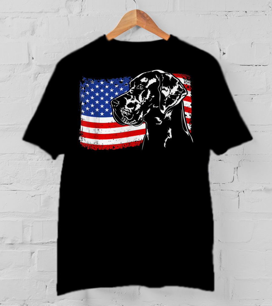 Great Dane American Flag Patriotic Pride T-Shirt