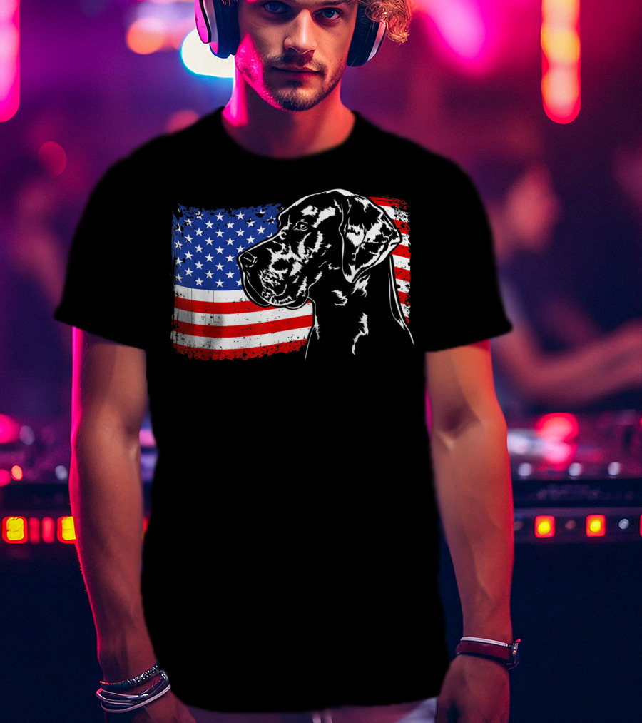 Great Dane American Flag Patriotic Pride T-Shirt
