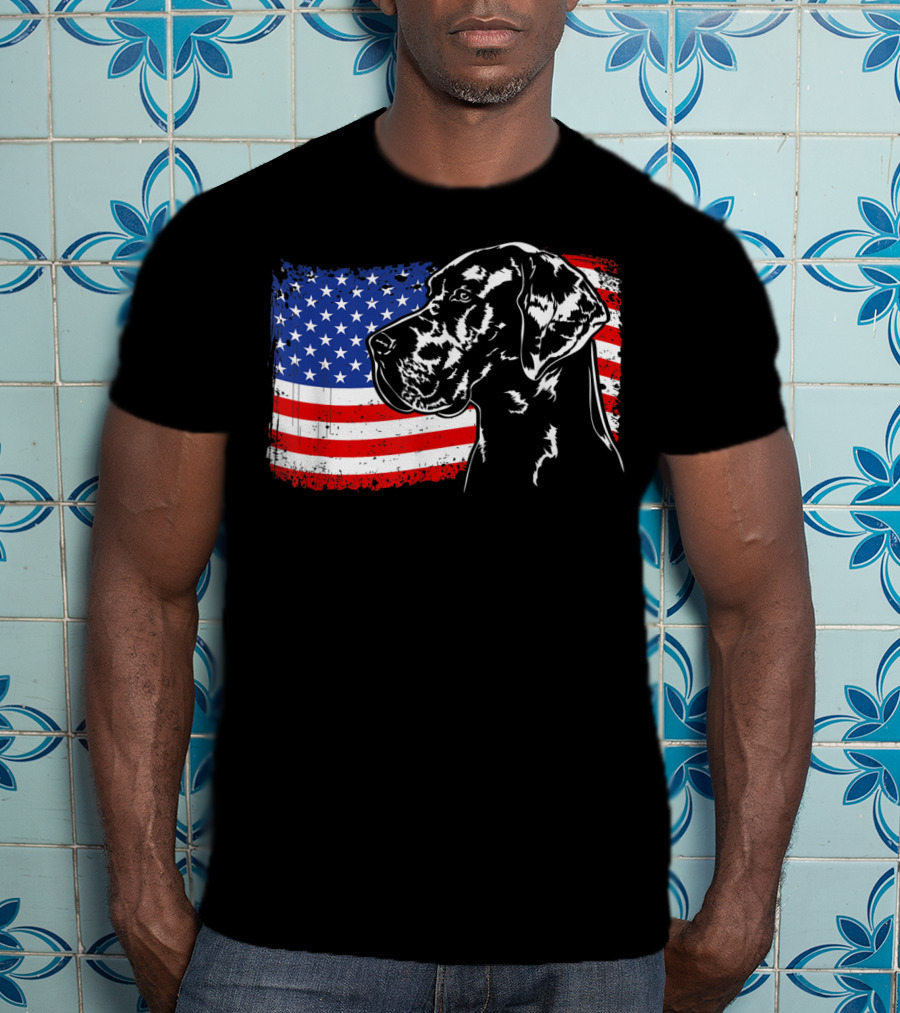 Great Dane American Flag Patriotic Pride T-Shirt