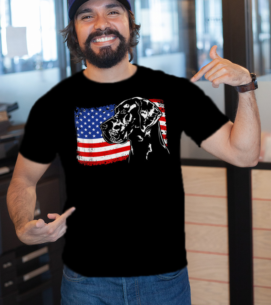 Great Dane American Flag Patriotic Pride T-Shirt