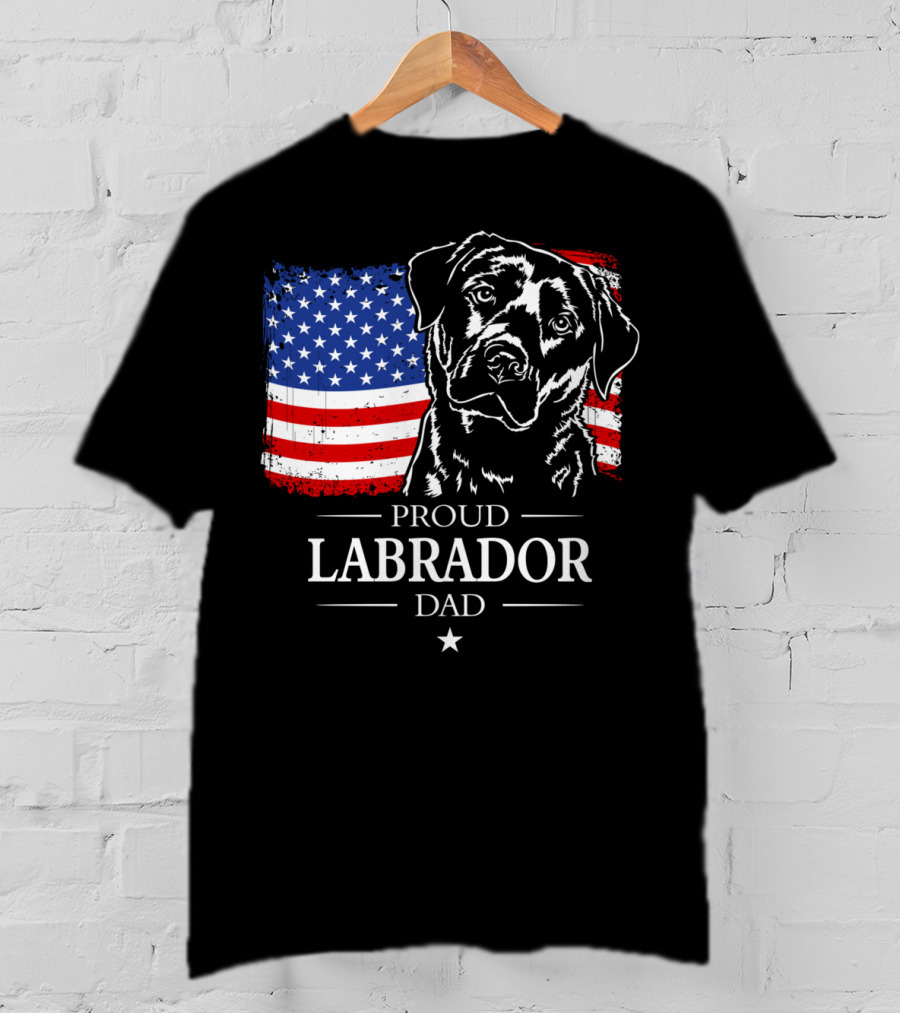 Proud Labrador Dad With American Flag Patriotic T-Shirt