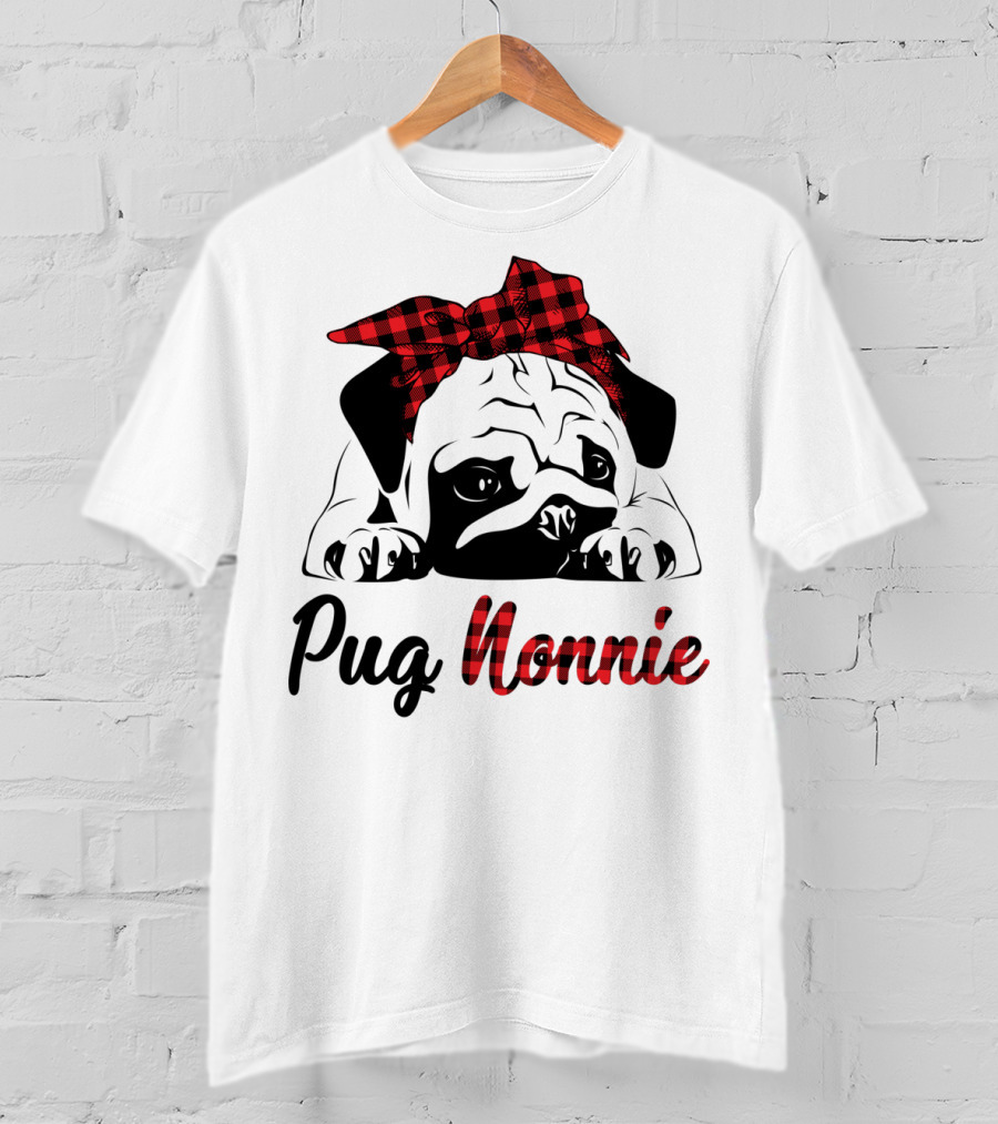 Pug Nonnie Buffalo Check Puppy T-Shirt