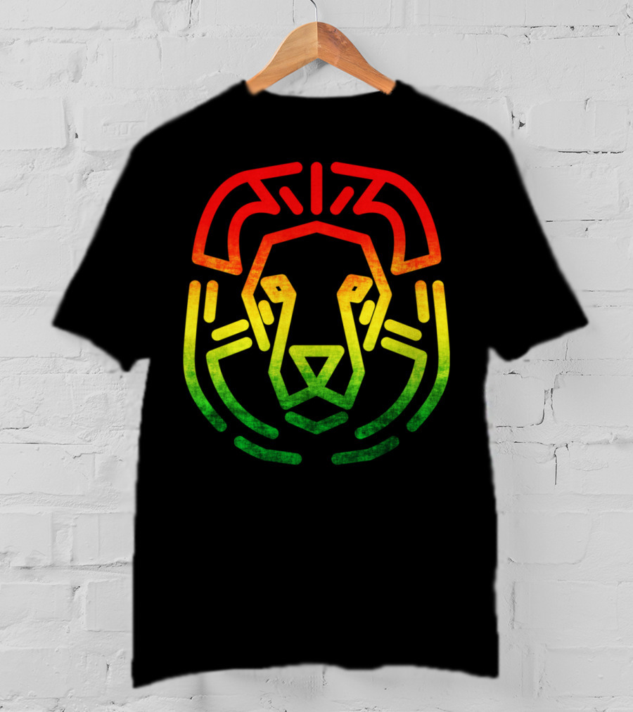 Rasta Flag Reggae Lion Jamaica Geometric T-Shirt