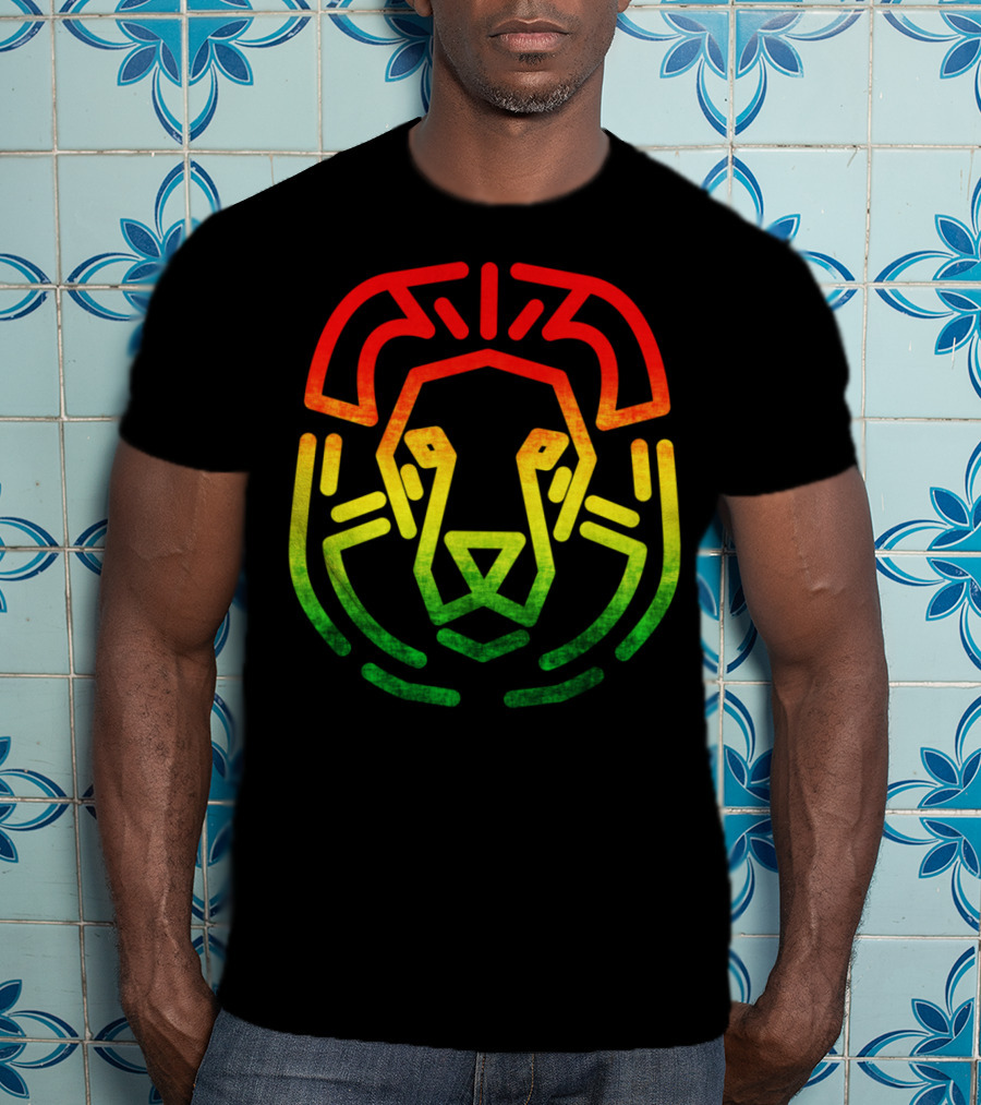 Rasta Flag Reggae Lion Jamaica Geometric T-Shirt