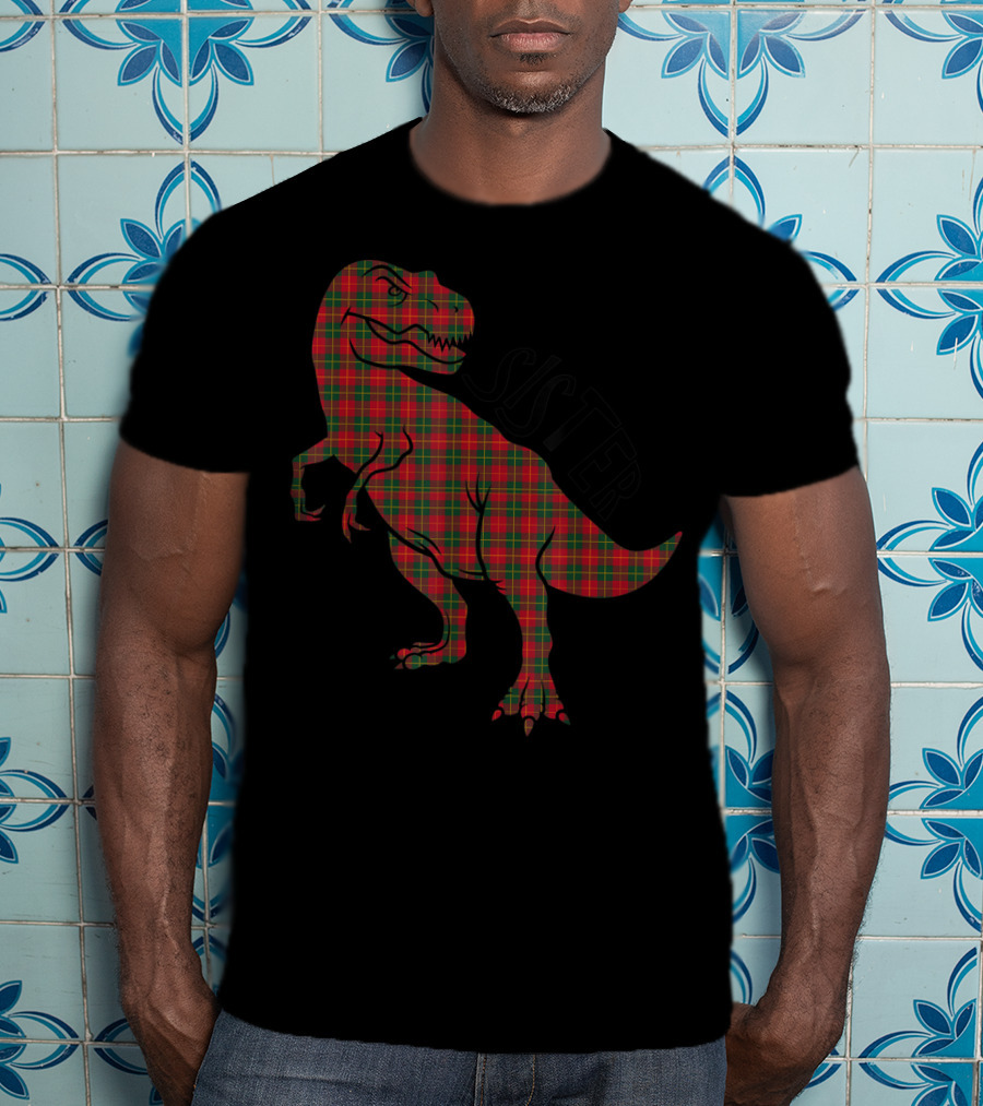 Sister Red Plaid Dinosaur T-Shirt