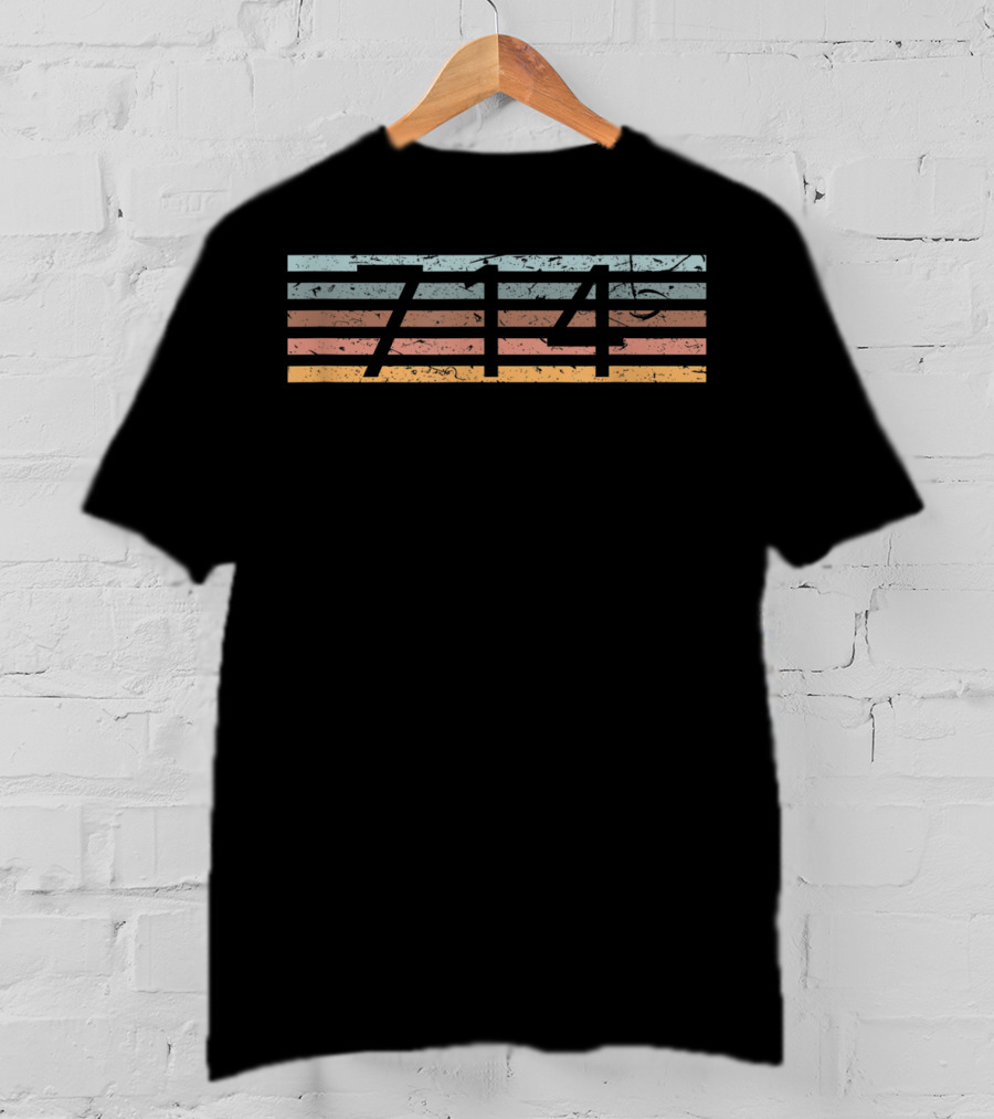 Retro 714 Area Code Striped Vintage Santa Ana T-Shirt