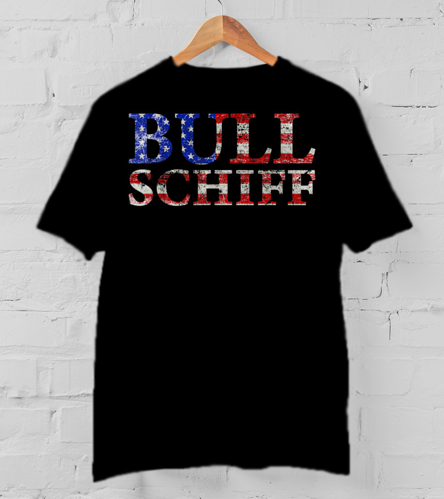 Bull Schiff Retro Vintage Distressed American Flag T-Shirt