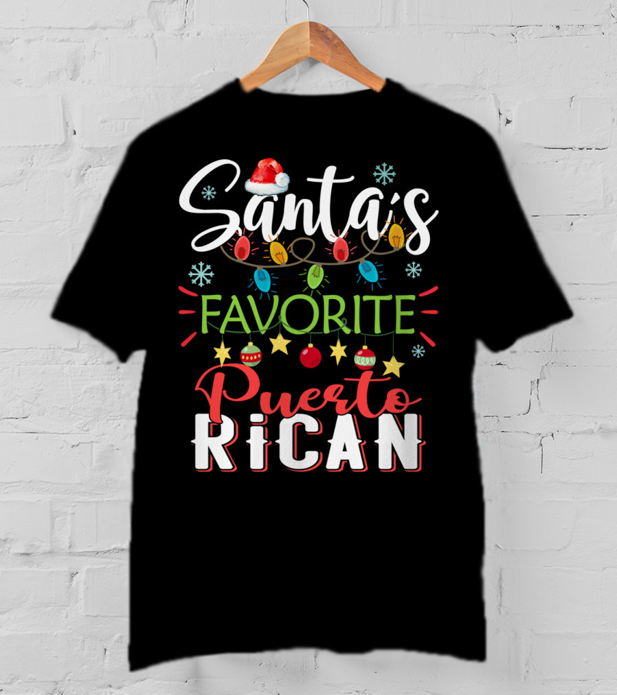 Santa's Favorite Puerto Rican Christmas Lights Festive T-Shirt