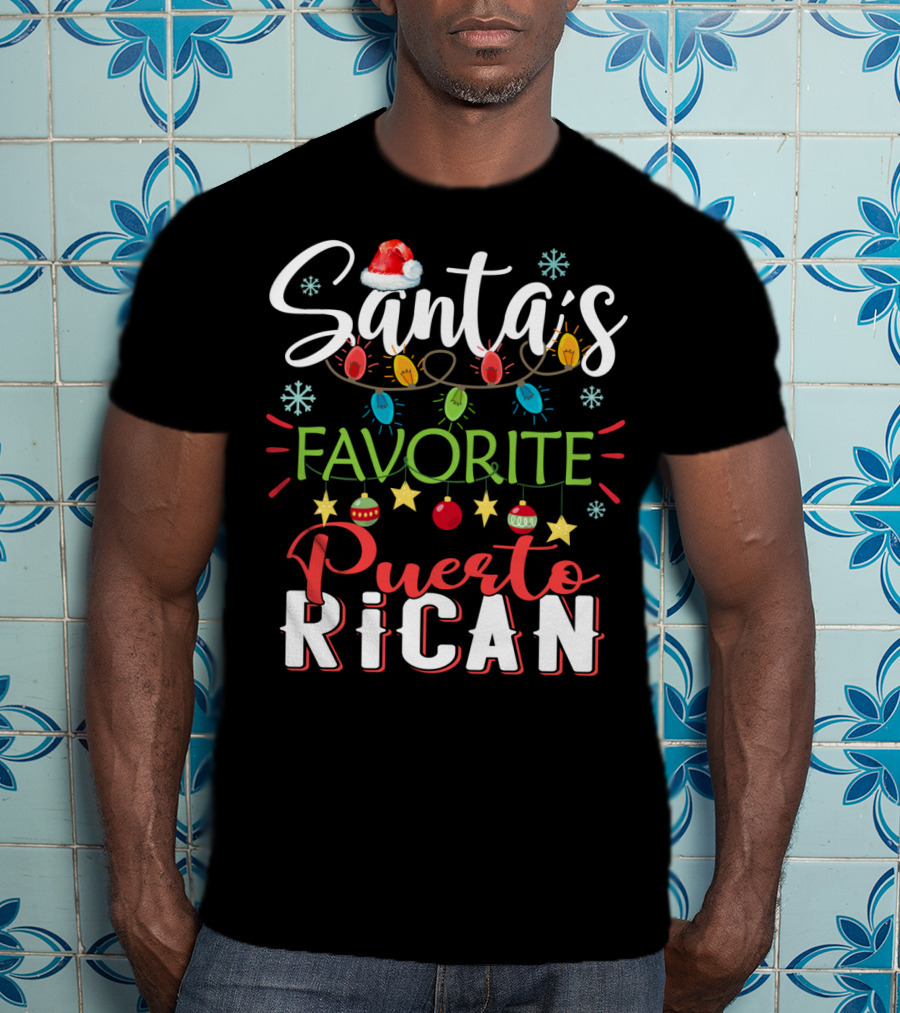 Santa's Favorite Puerto Rican Christmas Lights Festive T-Shirt