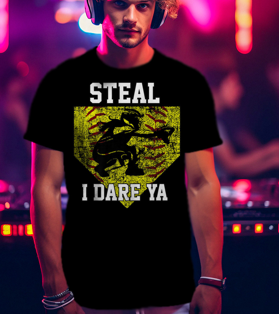 Steal I Dare Ya Softball Catcher Player T-Shirt
