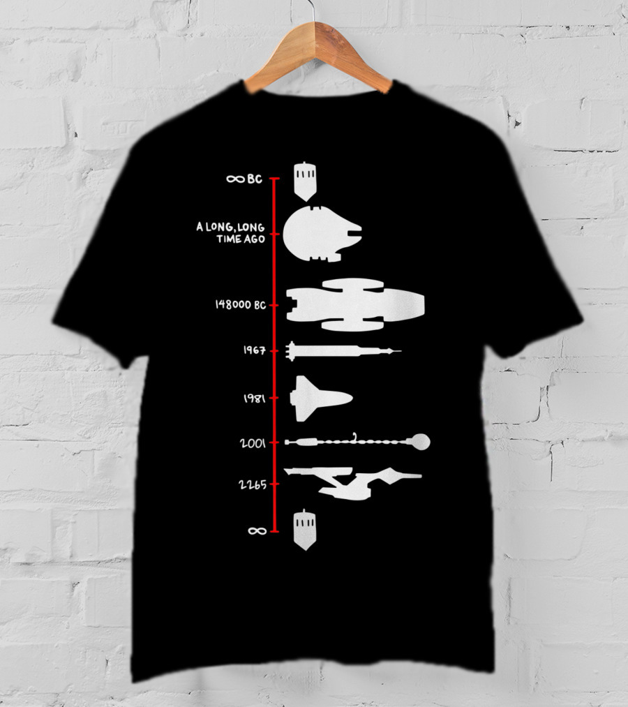 A Long, Long Time Ago Spaceship Timeline Science Fiction Rocket T-Shirt