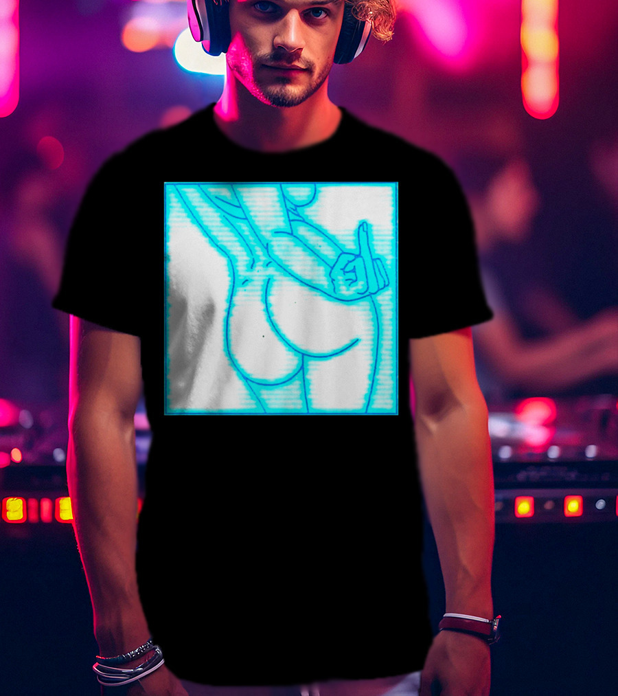 The Finger Middle Gesture Neon Outline T-Shirt