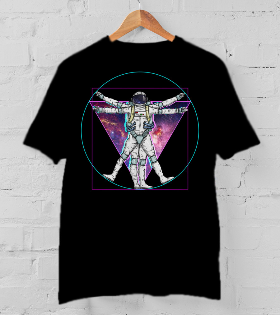 Vaporwave Astronaut Vitruvian Man Pastel Goth Triangle T-Shirt