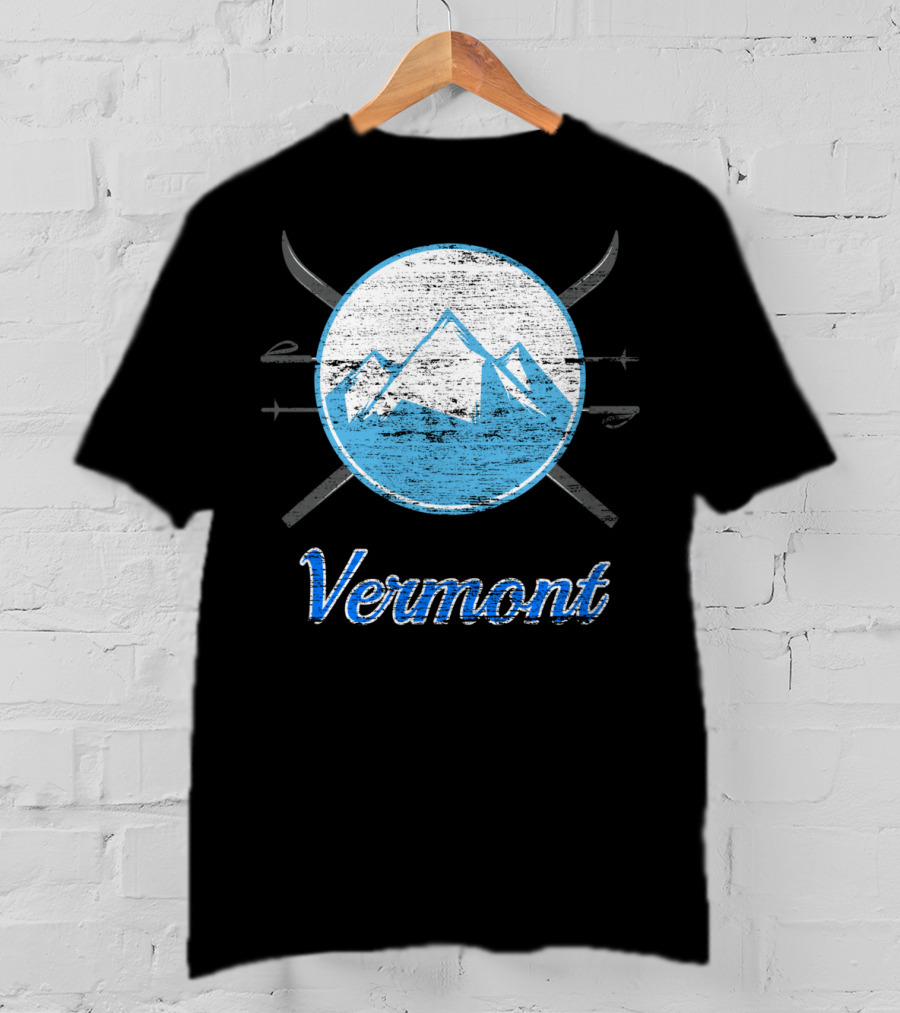 Vermont Blue Mountain Ski Crossed Skis T-Shirt