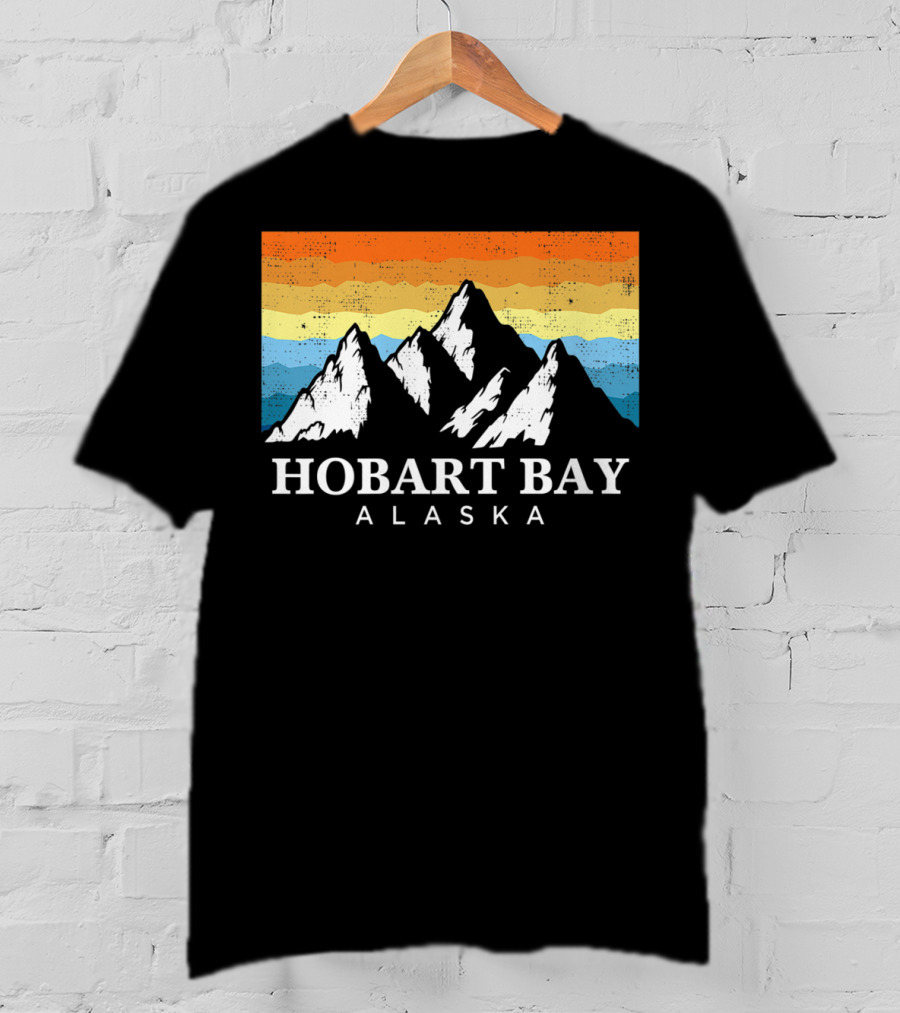 Hobart Bay Alaska Mountain Retro Vintage Landscape T-Shirt