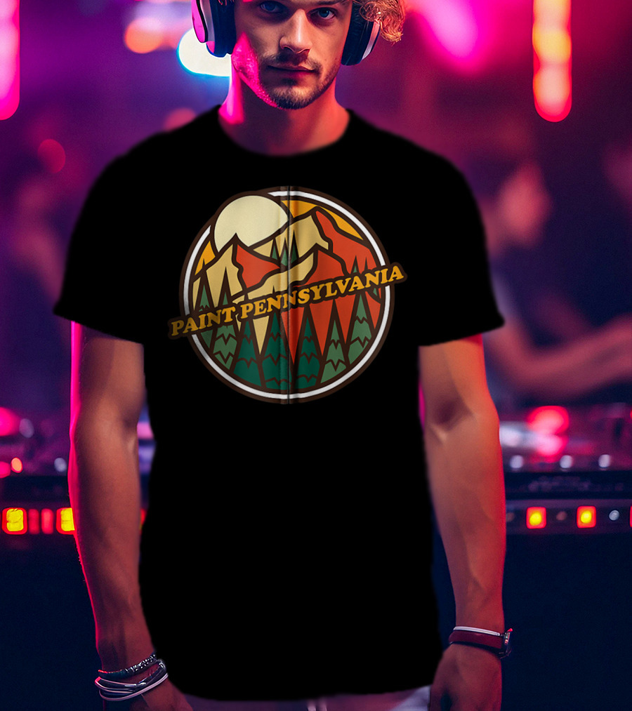 Paint Pennsylvania Vintage Mountain Hiking Adventure Sunset T-Shirt