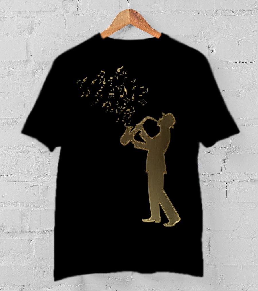 Awesome Jazz Music Silhouette Musical Notes T-Shirt