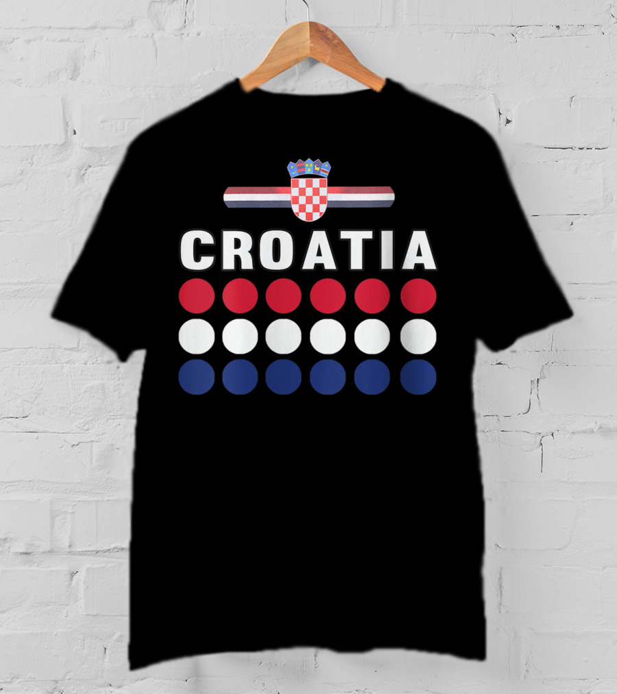 Croatia National Pride Croatian Flag Colors Checkerboard Crest T-Shirt