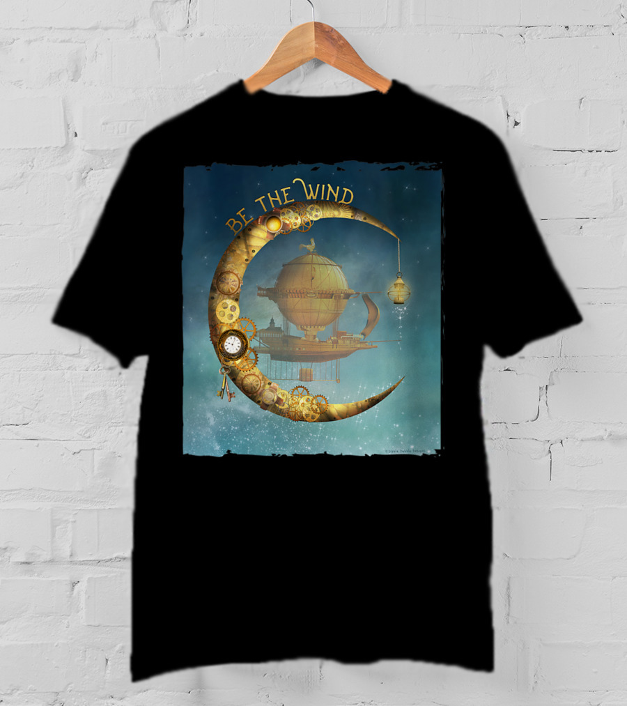 Be The Wind Fantasy Airship Steampunk Moon Gears T-Shirt