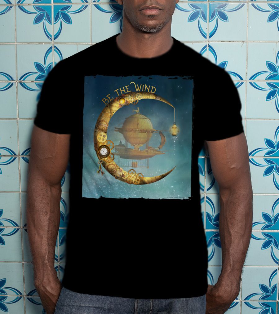 Be The Wind Fantasy Airship Steampunk Moon Gears T-Shirt