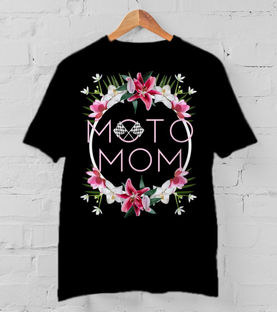 Moto Mom Floral Checkered Motocross T-Shirt