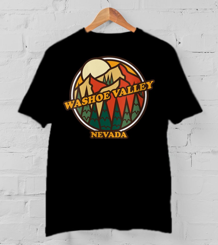Washoe Valley Nevada Mountain Vintage Retro Sunburst Forest Scene T-Shirt