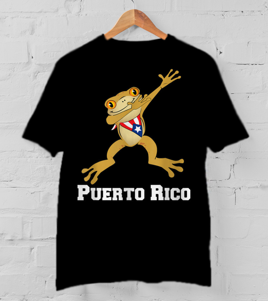 Dabbing Coqui Frog Puerto Rico Flag T-Shirt