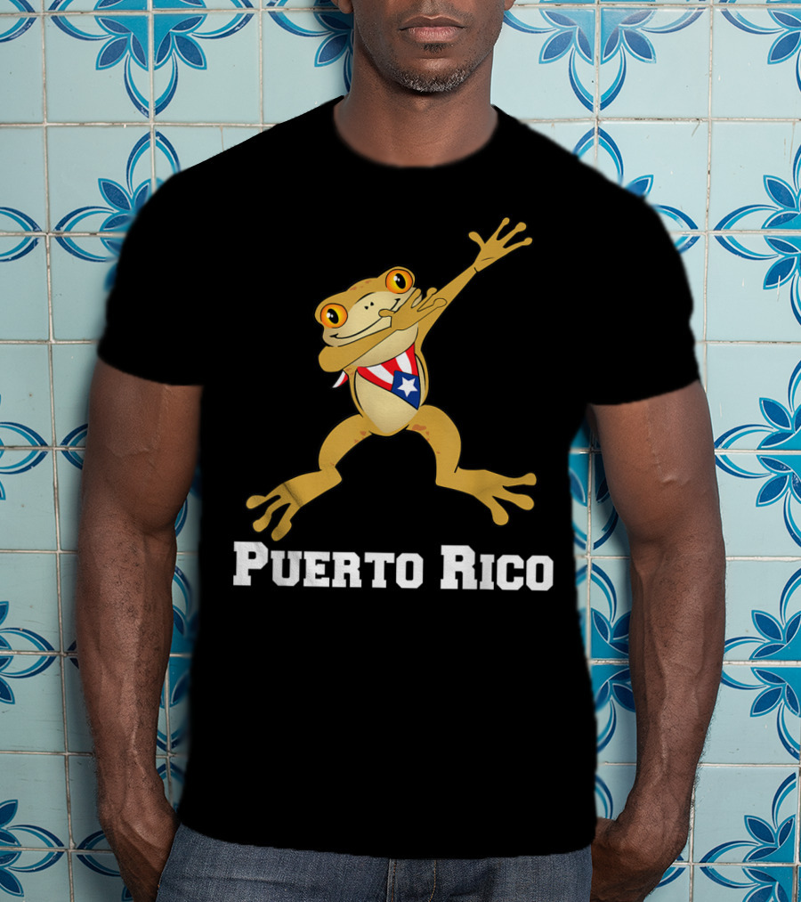 Dabbing Coqui Frog Puerto Rico Flag T-Shirt