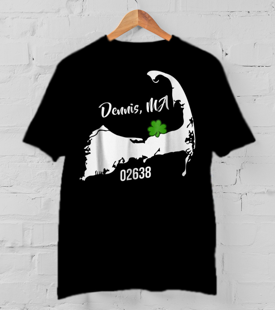 Dennis MA 02638 Cape Cod Shamrock Summer Map T-Shirt