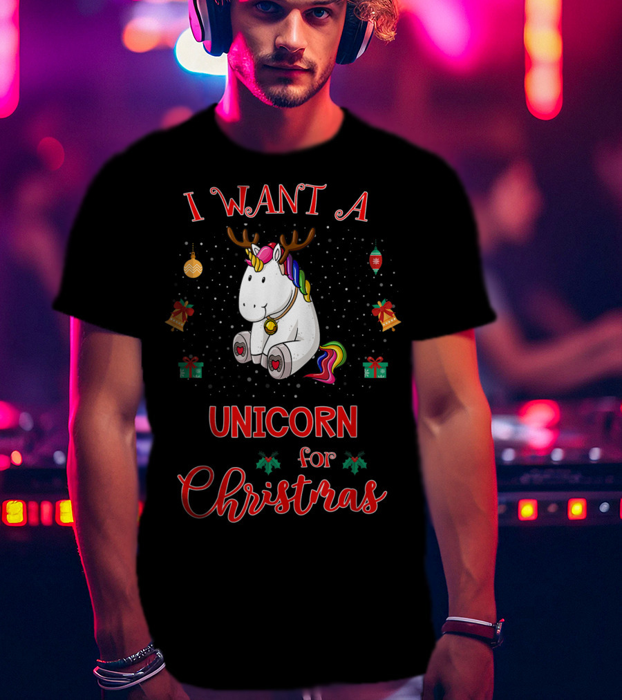 I Want A Unicorn For Christmas Funny Unicorn Xmas Pajama T-Shirt