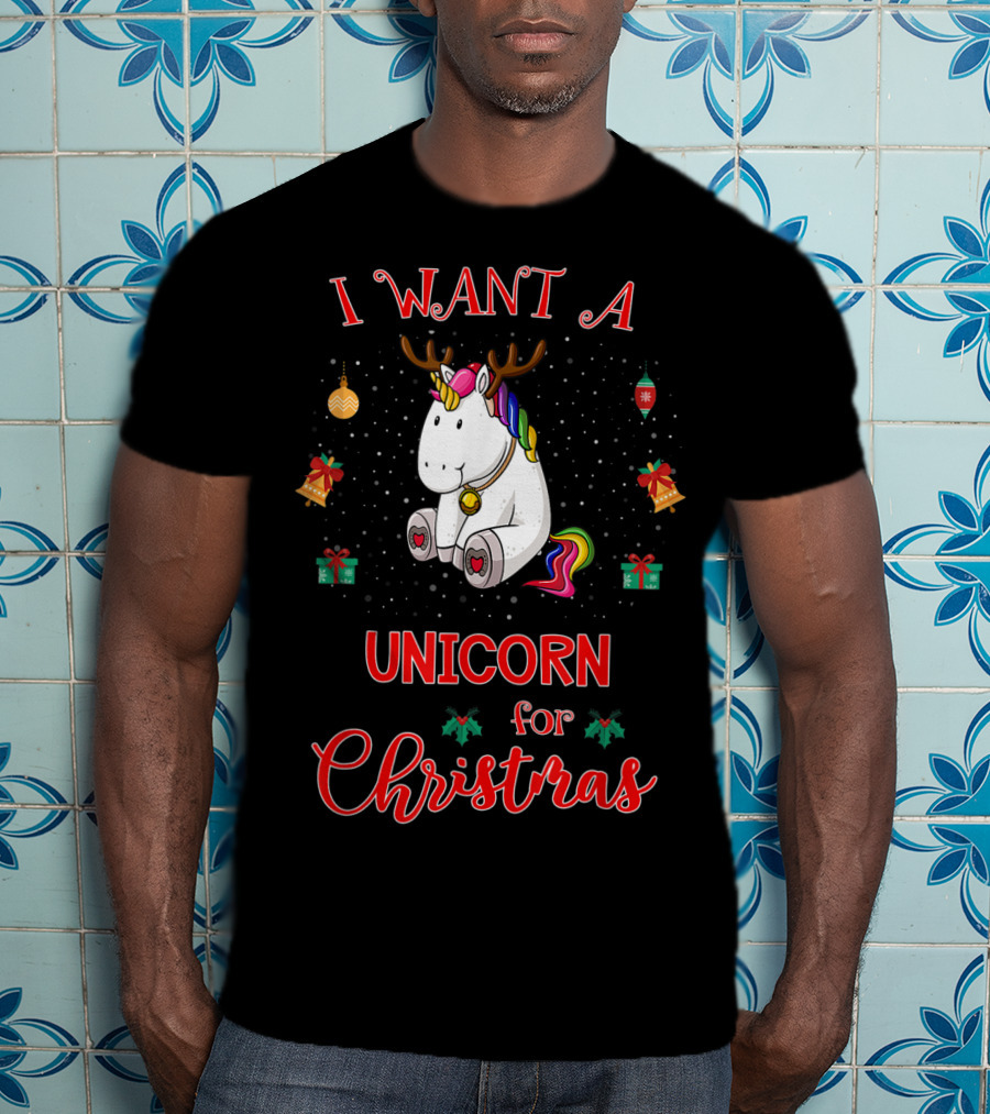 I Want A Unicorn For Christmas Funny Unicorn Xmas Pajama T-Shirt
