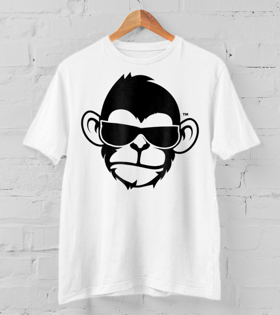 Fuzewear Monkey Face Sunglasses Cool Black T-Shirt