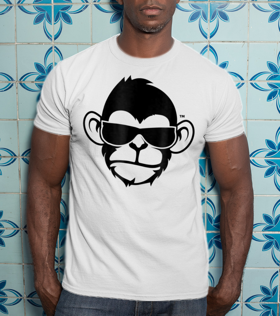Fuzewear Monkey Face Sunglasses Cool Black T-Shirt