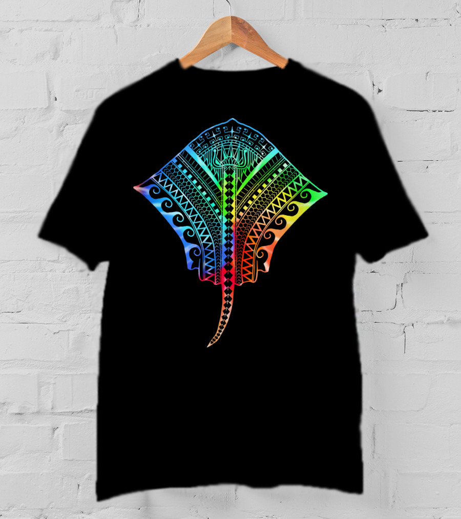 Hawaiian Tribal Tropical Stingray Pattern Beach T-Shirt
