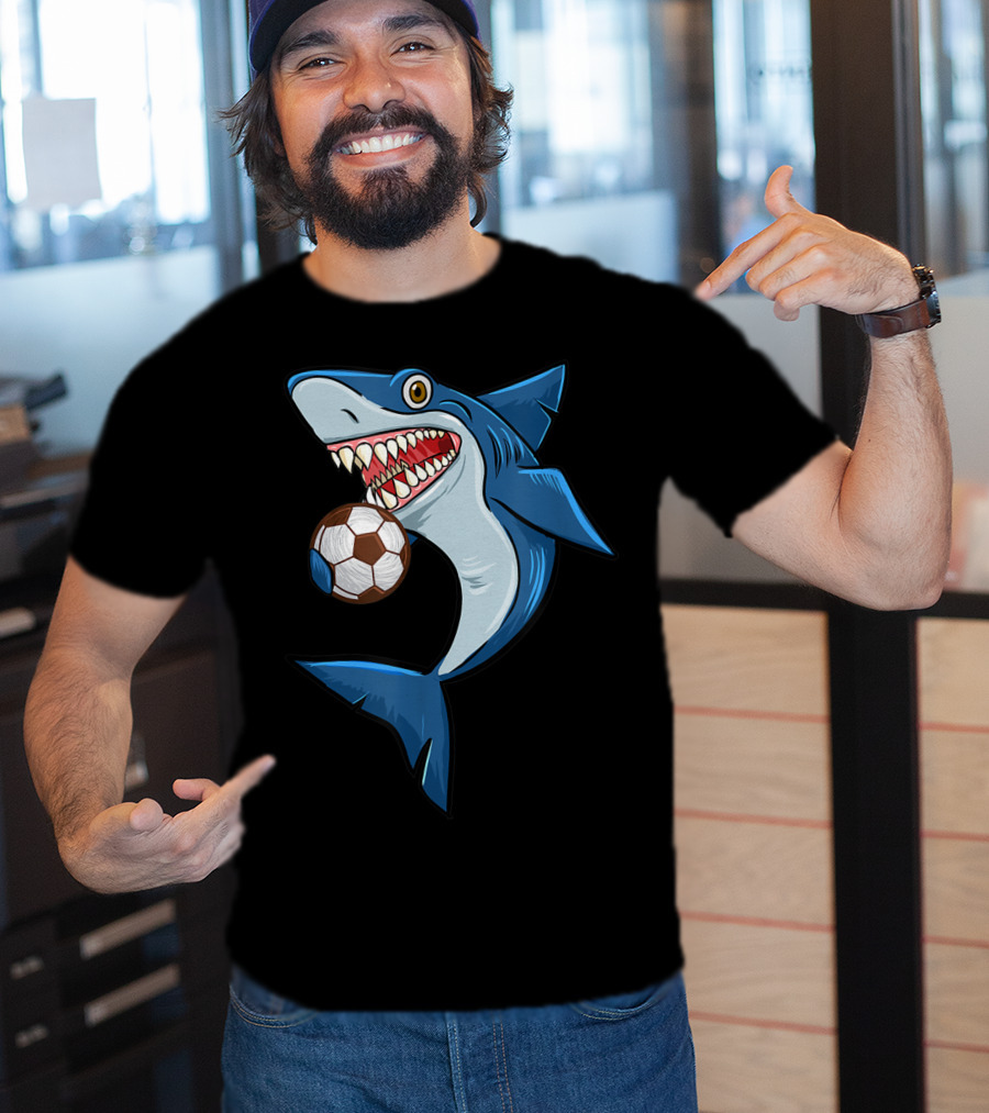 Football Sharks Love Animal Lovers Soccer Shark T-Shirt