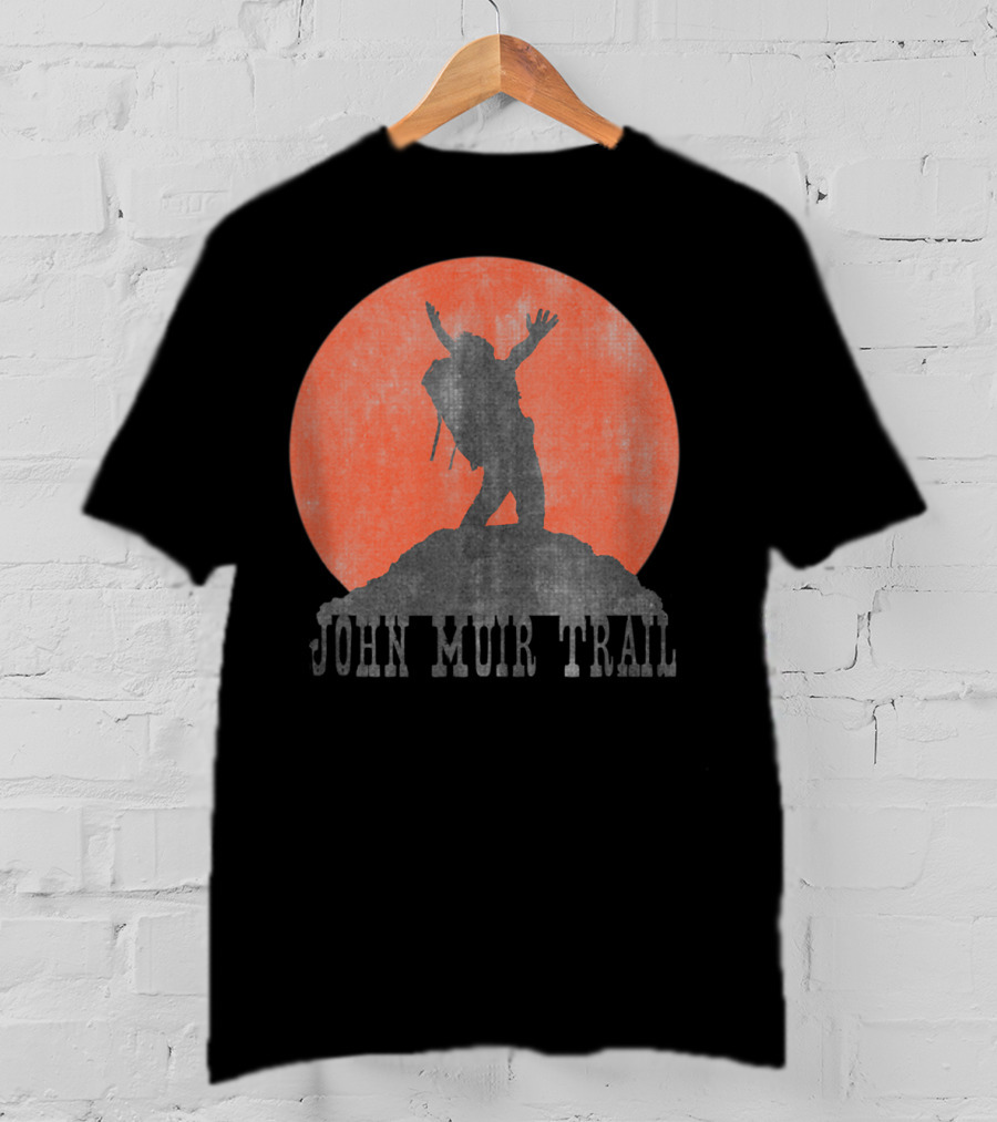 John Muir Trail Classic Hikers Silhouette With Backpack And Sunset T-Shirt