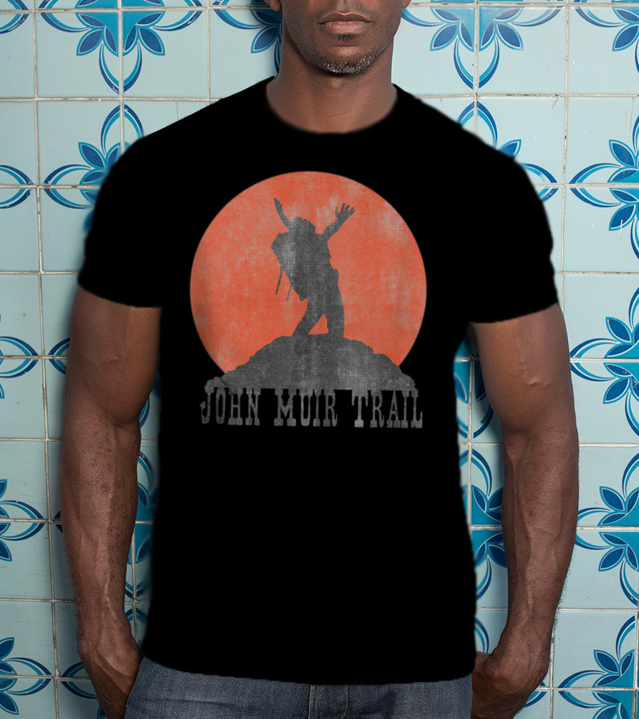 John Muir Trail Classic Hikers Silhouette With Backpack And Sunset T-Shirt
