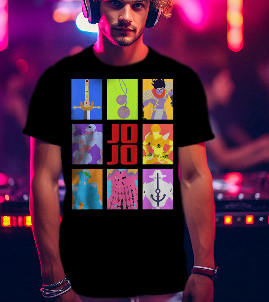 JOJO's Bizarre Adventure Iconic Character And Stand Panels Collection T-Shirt