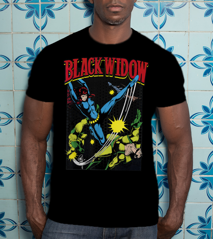 Marvel Black Widow Classic Comic Action Scene T-Shirt
