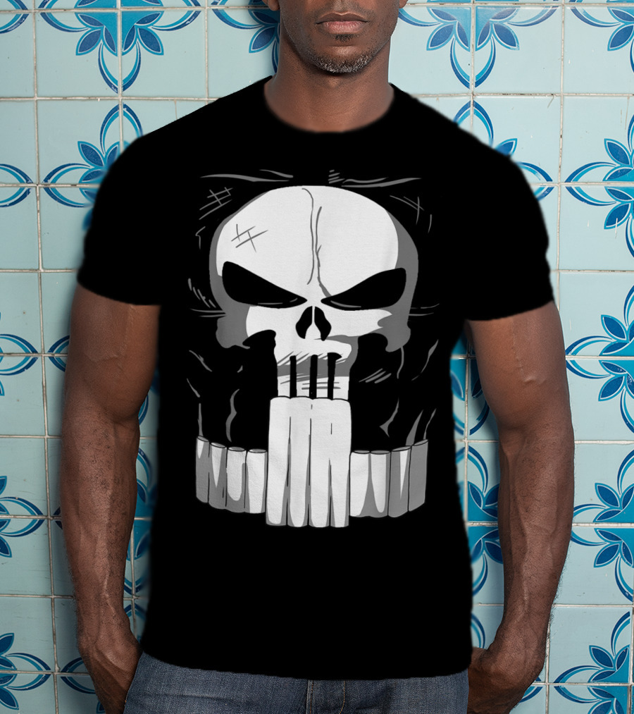 Marvel Punisher Skull With Bullet Teeth T-Shirt
