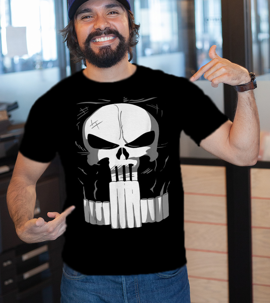 Marvel Punisher Skull With Bullet Teeth T-Shirt