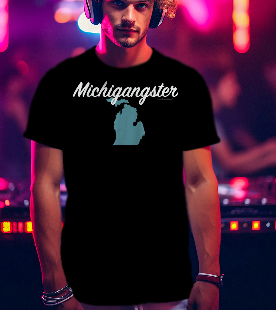 Michigangster Detroit Michigan Mitten Map T-Shirt