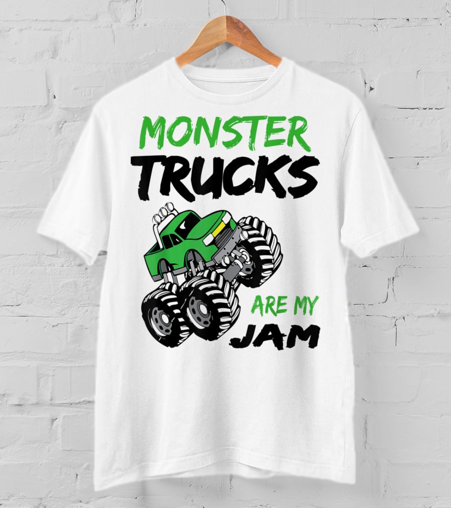 Monster Trucks Are My Jam Classic Green Racing Adventure T-Shirt