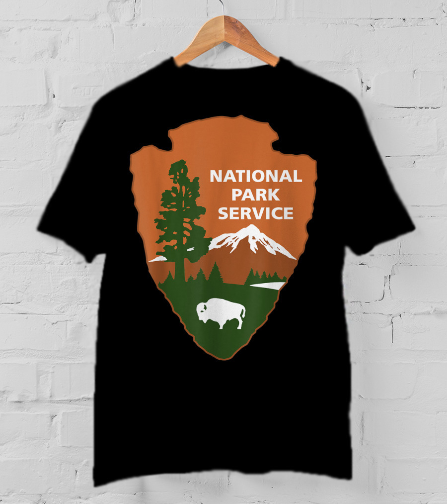 National Park Service Logo Badge With Mountain And Bison T-Shirt