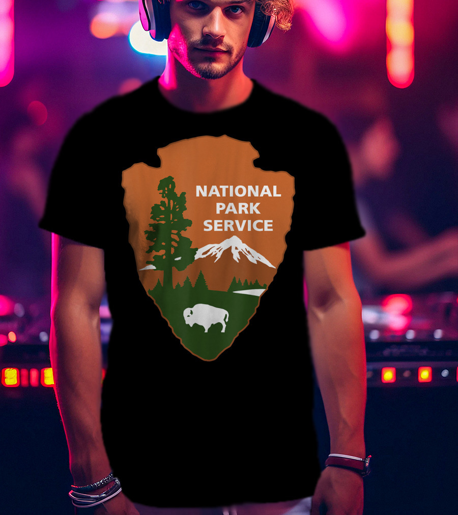 National Park Service Logo Badge With Mountain And Bison T-Shirt