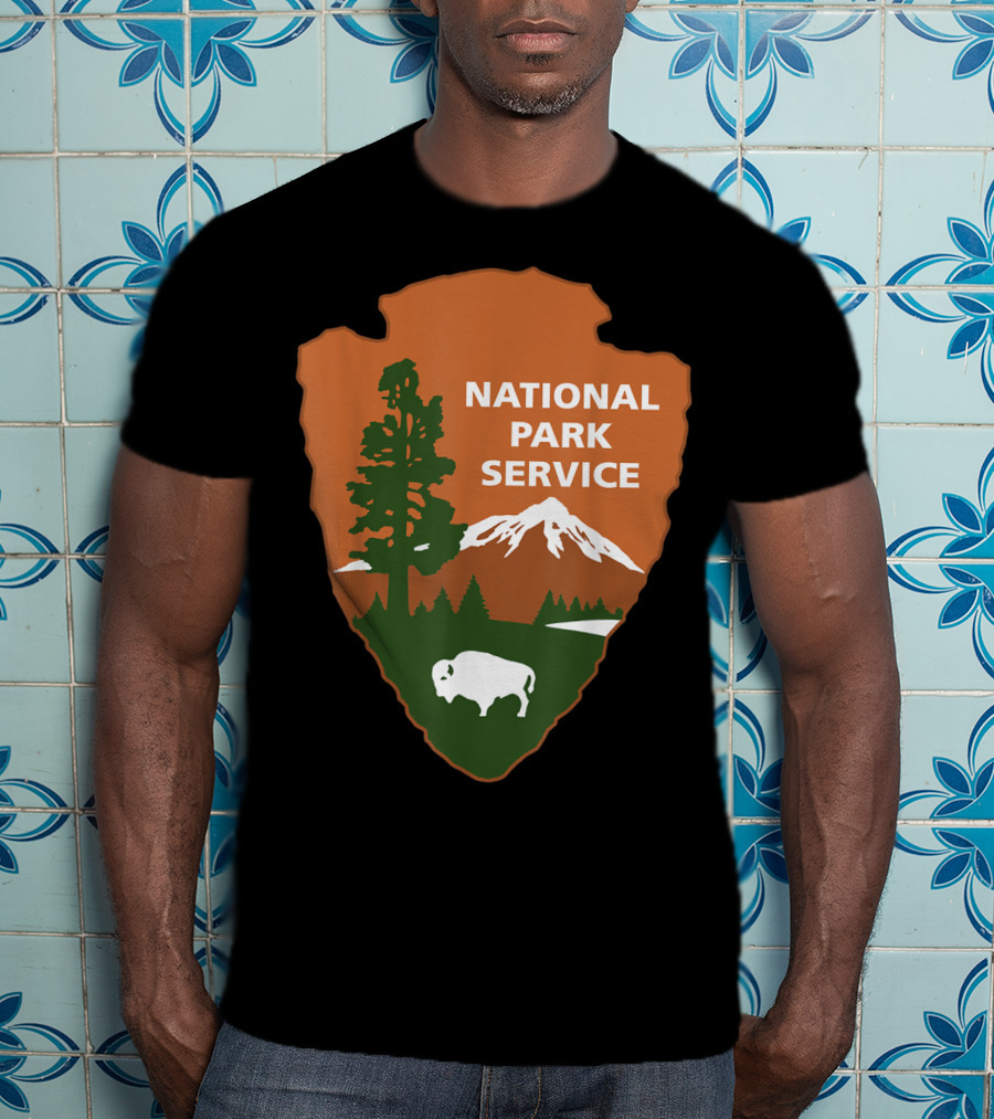 National Park Service Logo Badge With Mountain And Bison T-Shirt