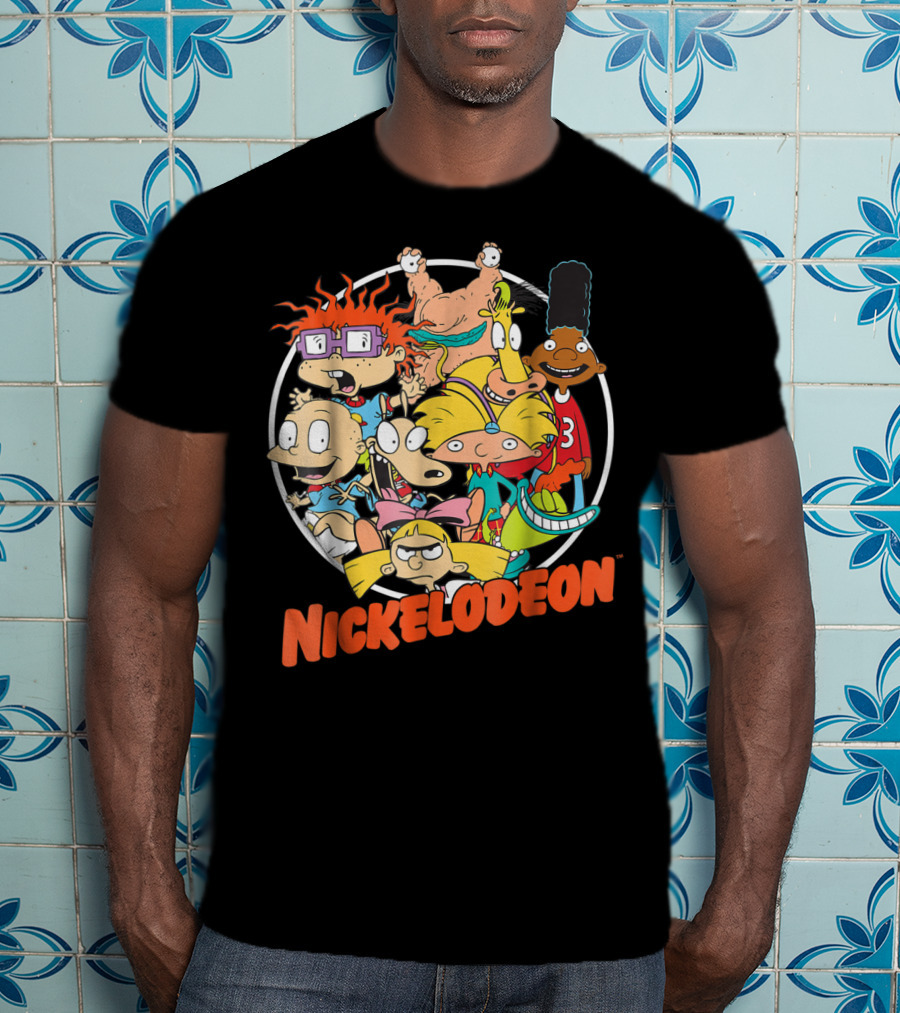 Nickelodeon Classic 90s Characters Rugrats Hey Arnold Gerald Cartoons T-Shirt