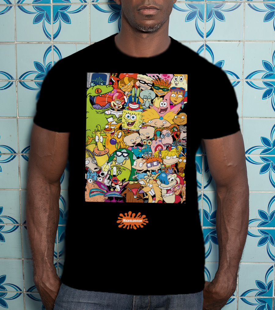 Nickelodeon Classic 90s Cartoon Character Collage T-Shirt