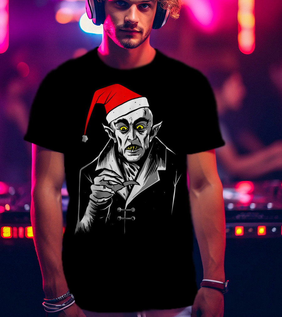 Nosferatu Vampire Santa Christmas Clause T-Shirt