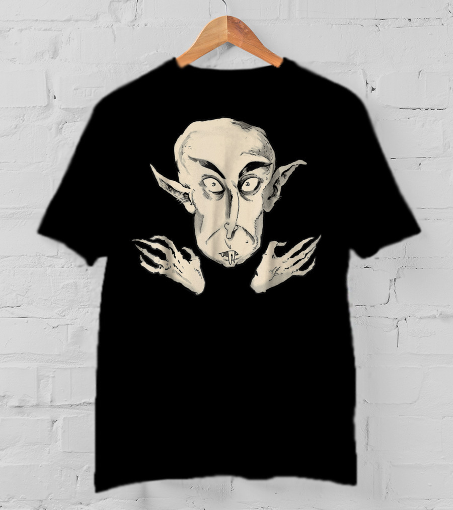 Nosferatu The Vampyre Creepy Classic Vampire Illustration Face And Claws T-Shirt